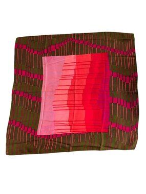 Macy's Switzerland army green khaki 100% silk abstract art handkercheif scarf